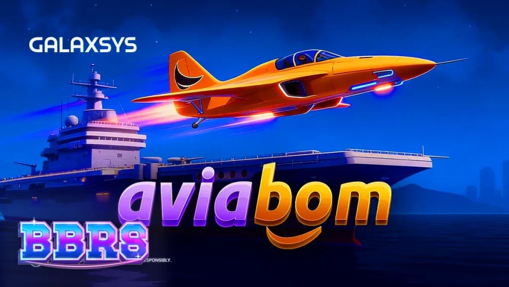 Aviabom گیم کا ایک منظر جس میں ہوائی جہاز فضا میں پرواز کر رہا ہے